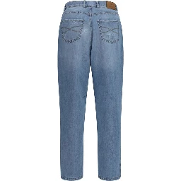Blue Cotton Straight-Leg Jeans