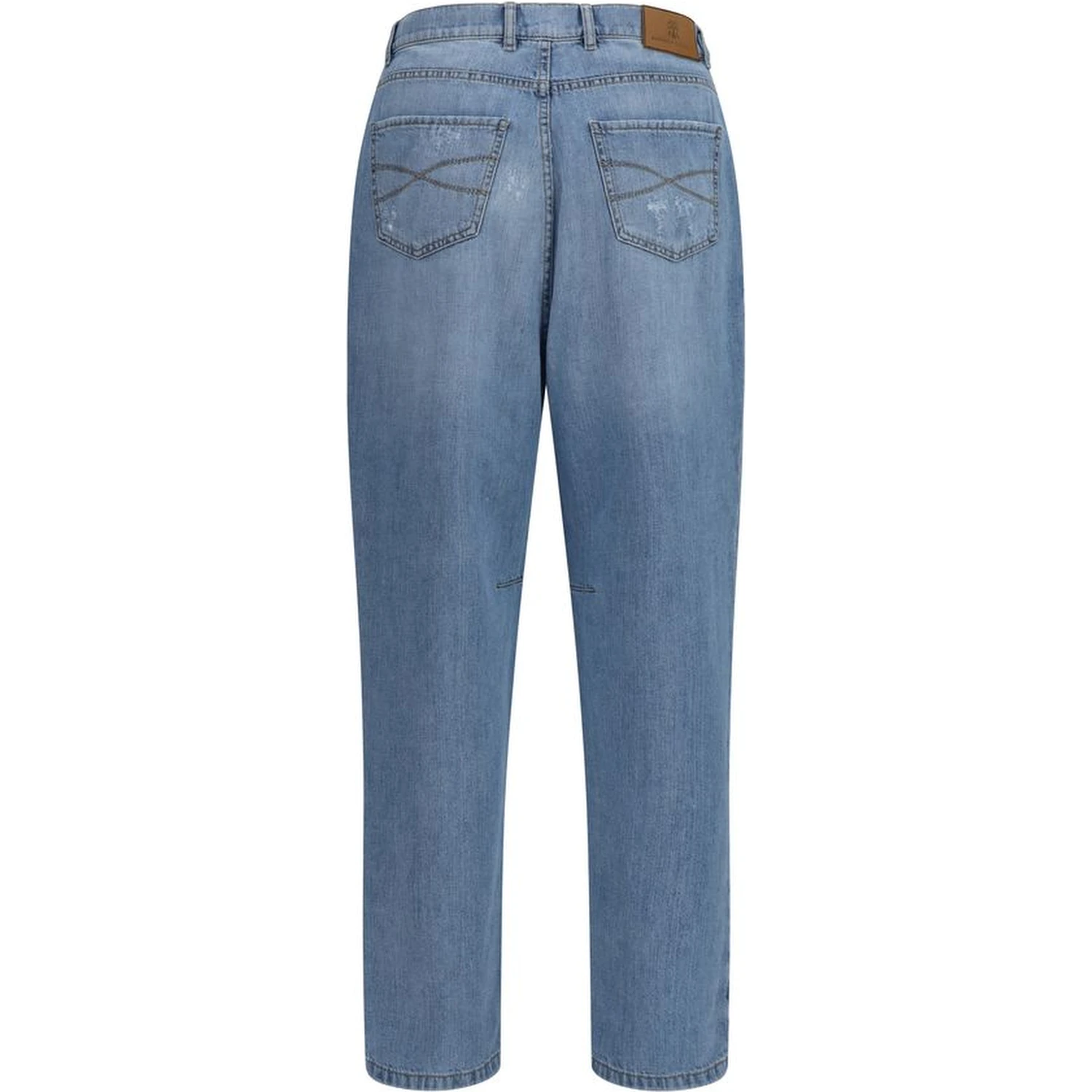 Blue Cotton Straight-Leg Jeans