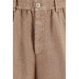 Brown Linen Bermuda Shorts