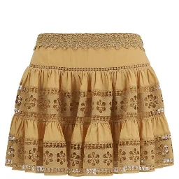 Brown Cotton Mini Skirt