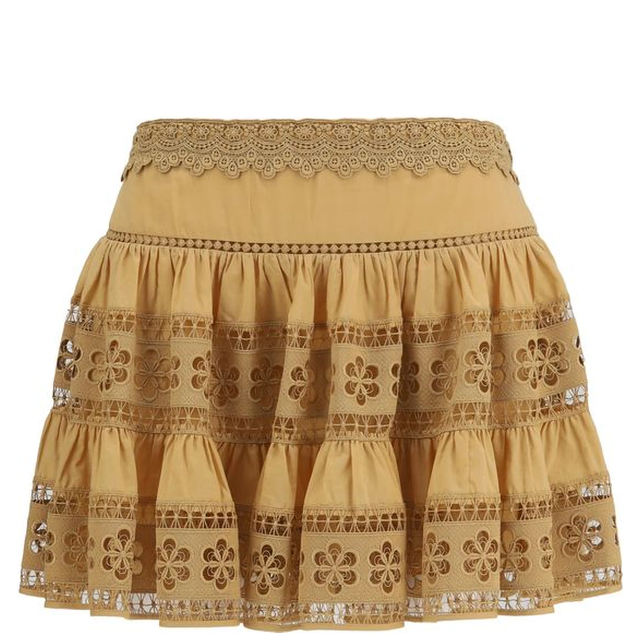 Brown Cotton Mini Skirt
