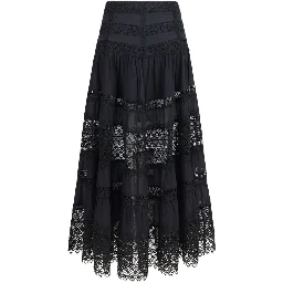 Black Cotton Long Skirt