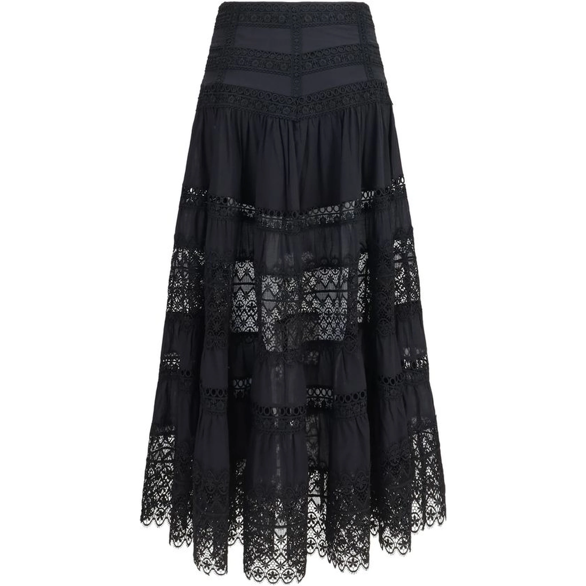 Black Cotton Long Skirt