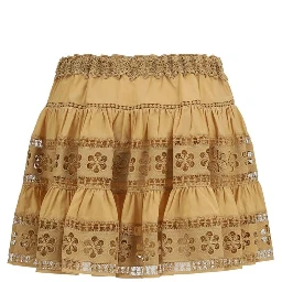 Brown Cotton Mini Skirt