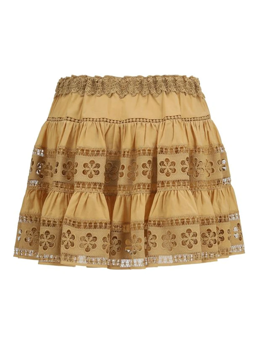 Brown Cotton Mini Skirt