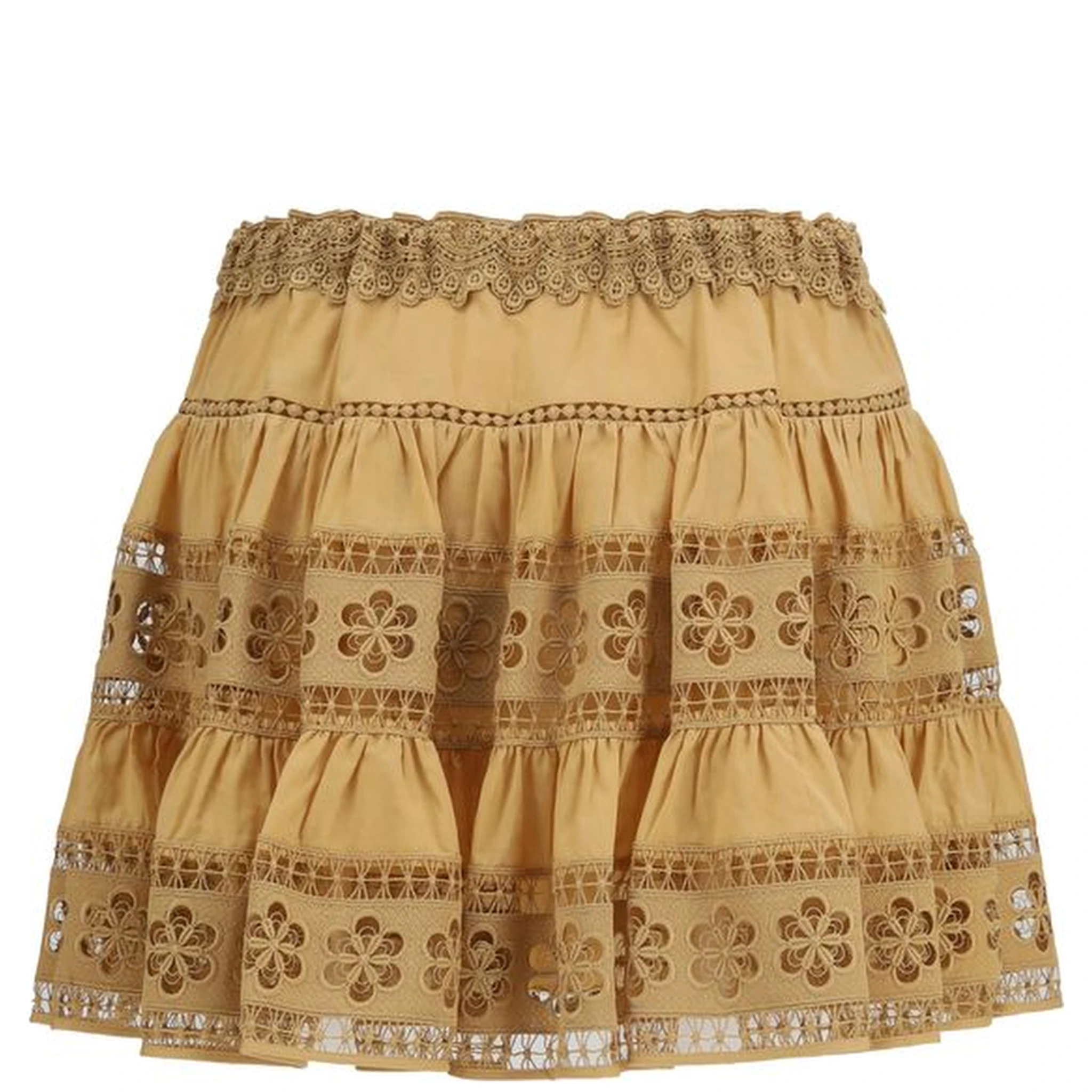 Brown Cotton Mini Skirt