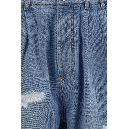 Blue Cotton Straight-Leg Jeans
