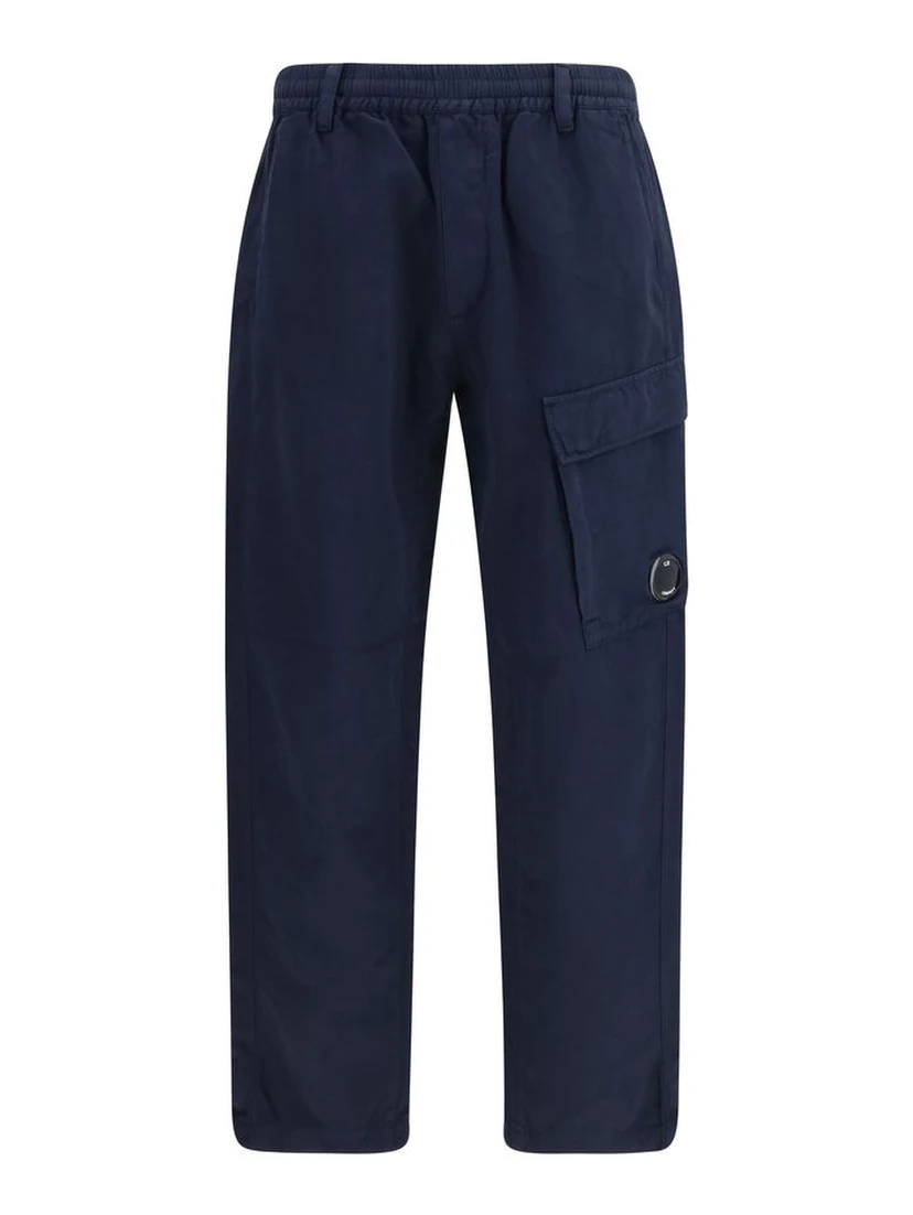 Blue Cotton Cargo Pants