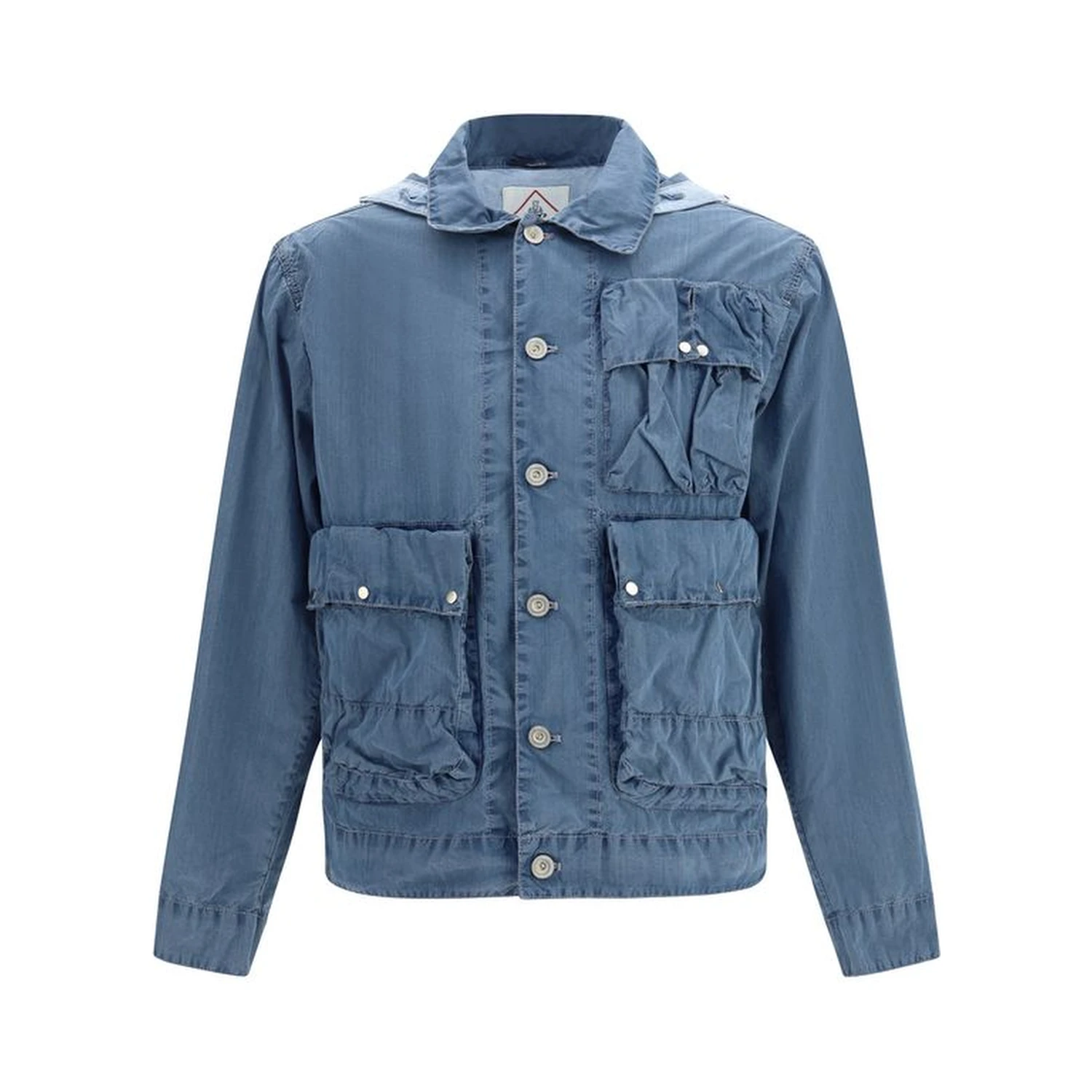 Blue Cotton Full-Length Jacket