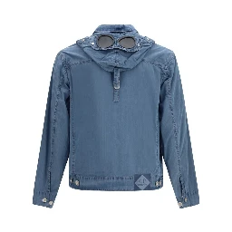 Blue Cotton Full-Length Jacket