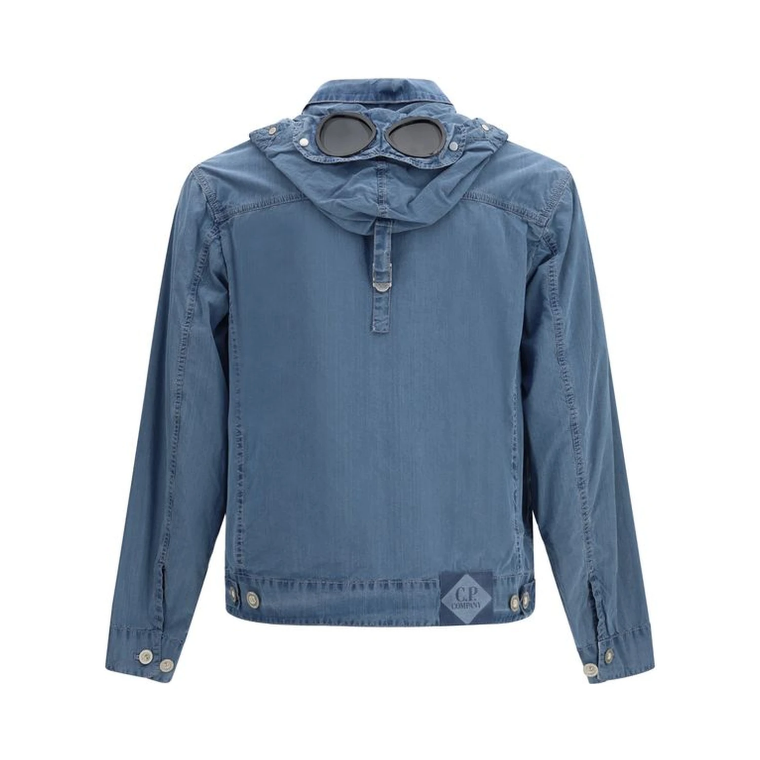Blue Cotton Full-Length Jacket