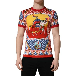 Multicolor Carretto Print Crew Neck T-shirt