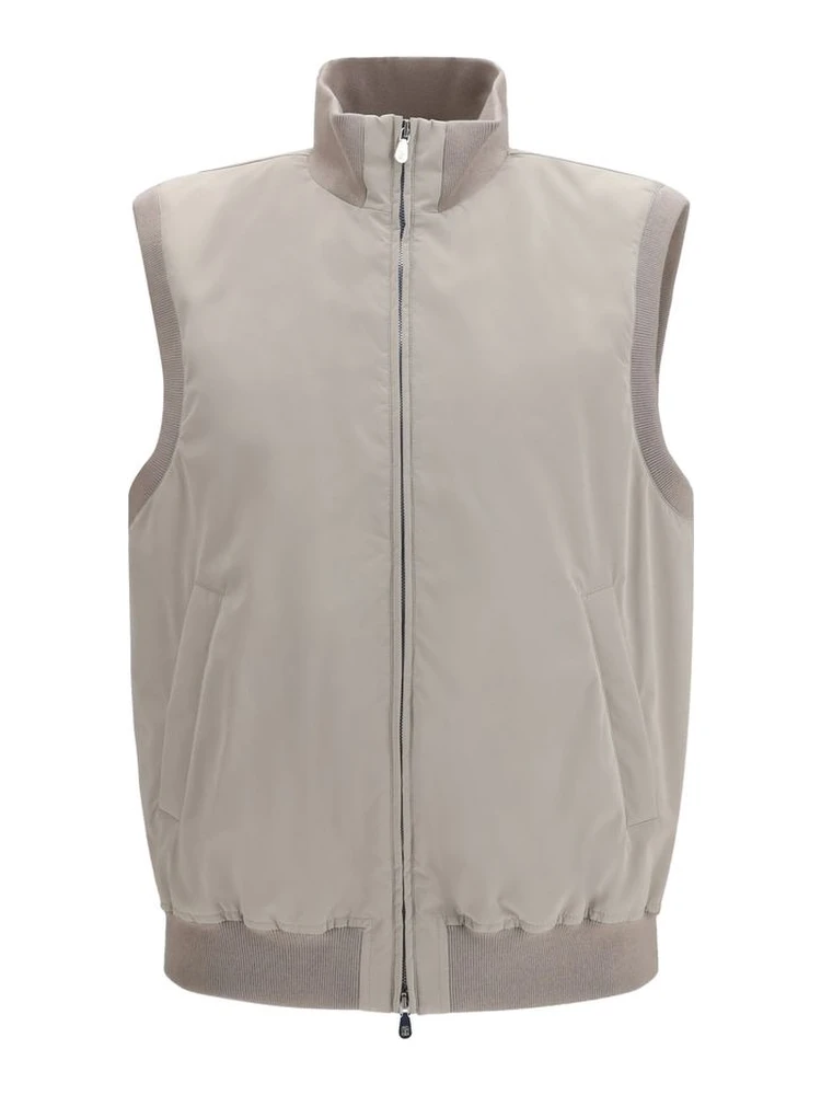 Gray Polyester Sleveless Jacket