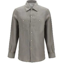 Bicolor Linen Dress Shirt
