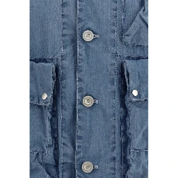 Blue Cotton Full-Length Jacket