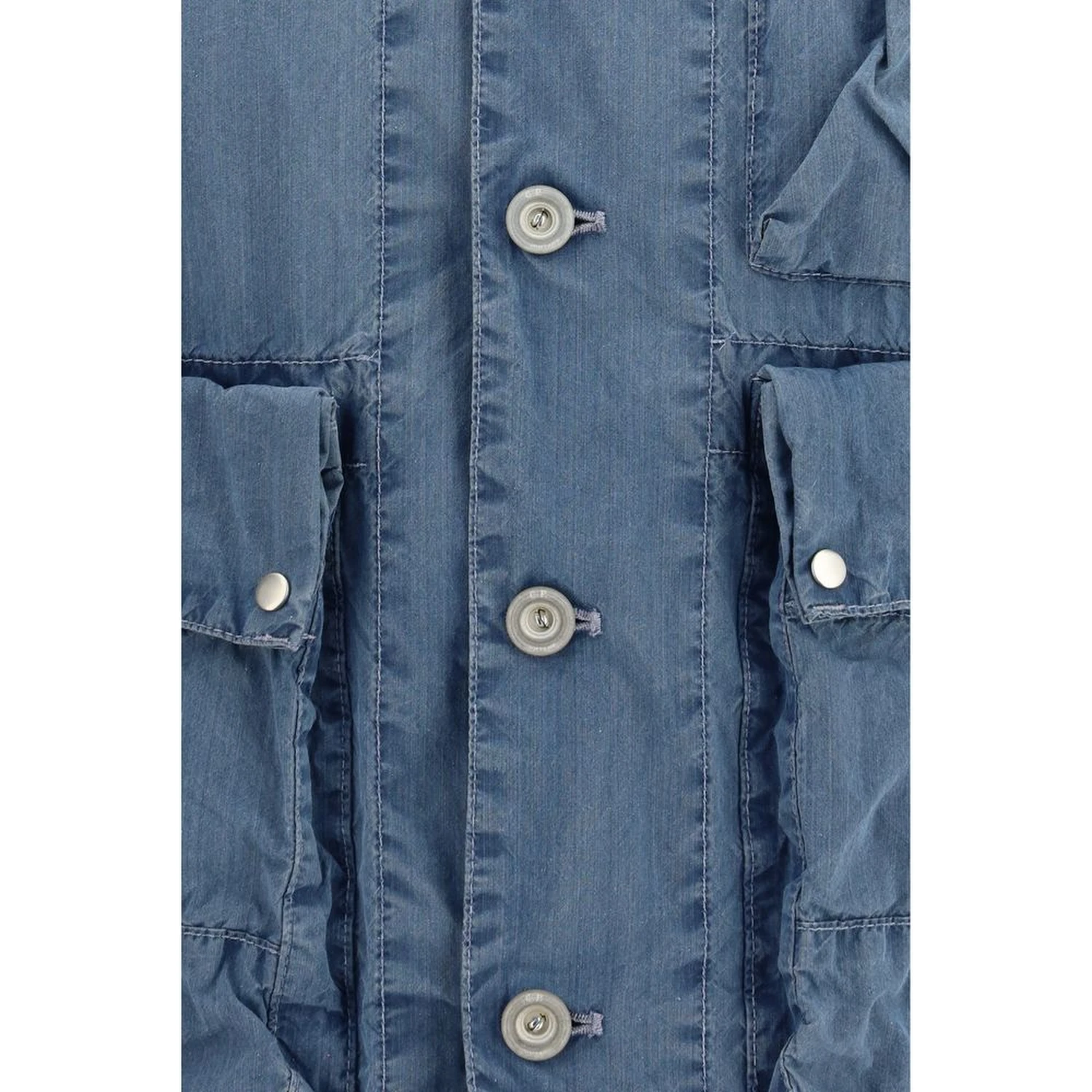 Blue Cotton Full-Length Jacket