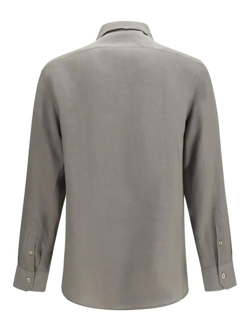 Bicolor Linen Dress Shirt