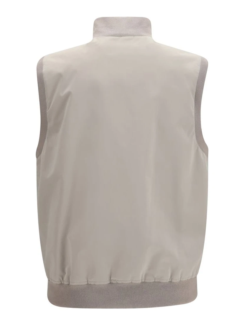 Gray Polyester Sleveless Jacket