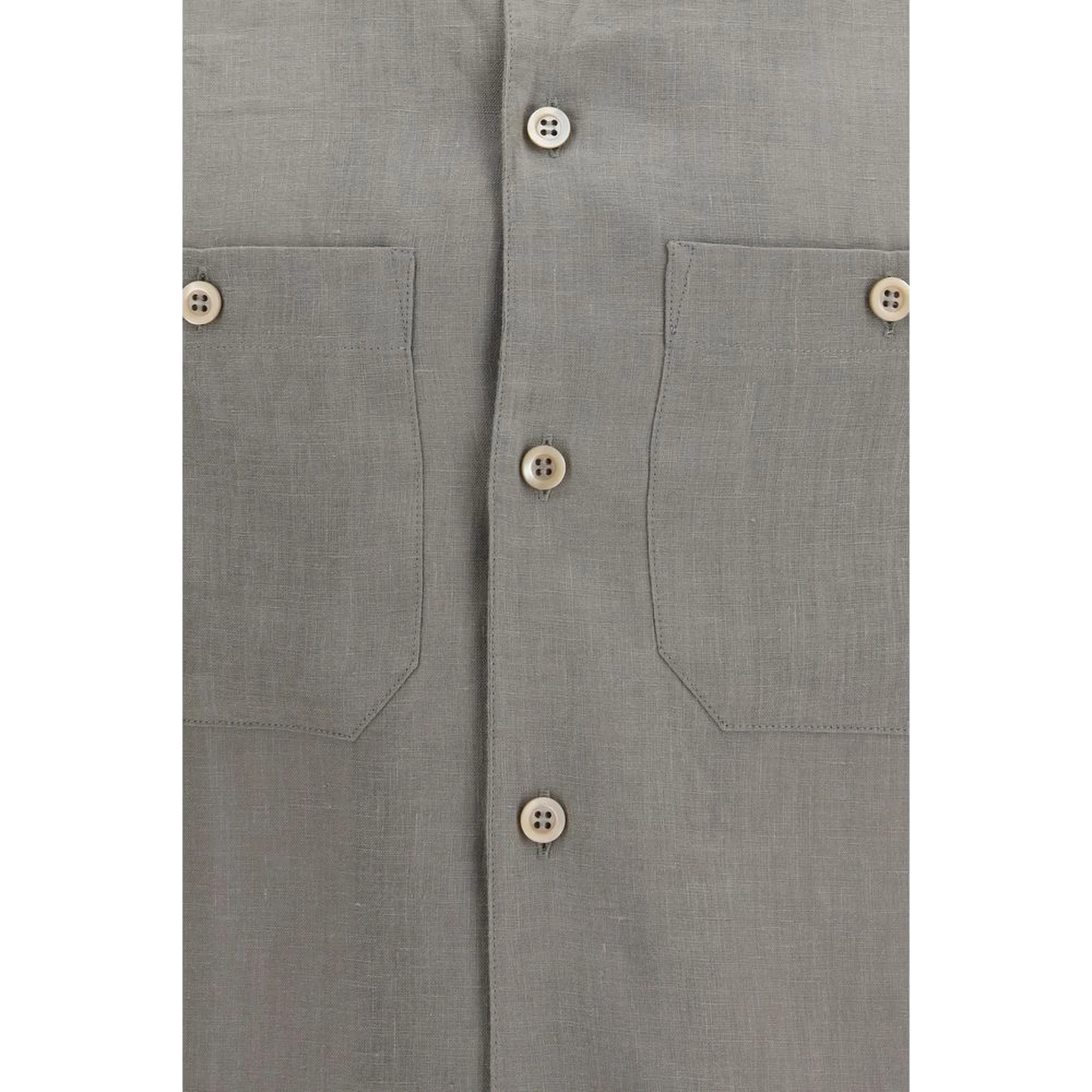 Bicolor Linen Dress Shirt