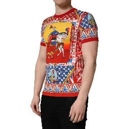 Multicolor Carretto Print Crew Neck T-shirt