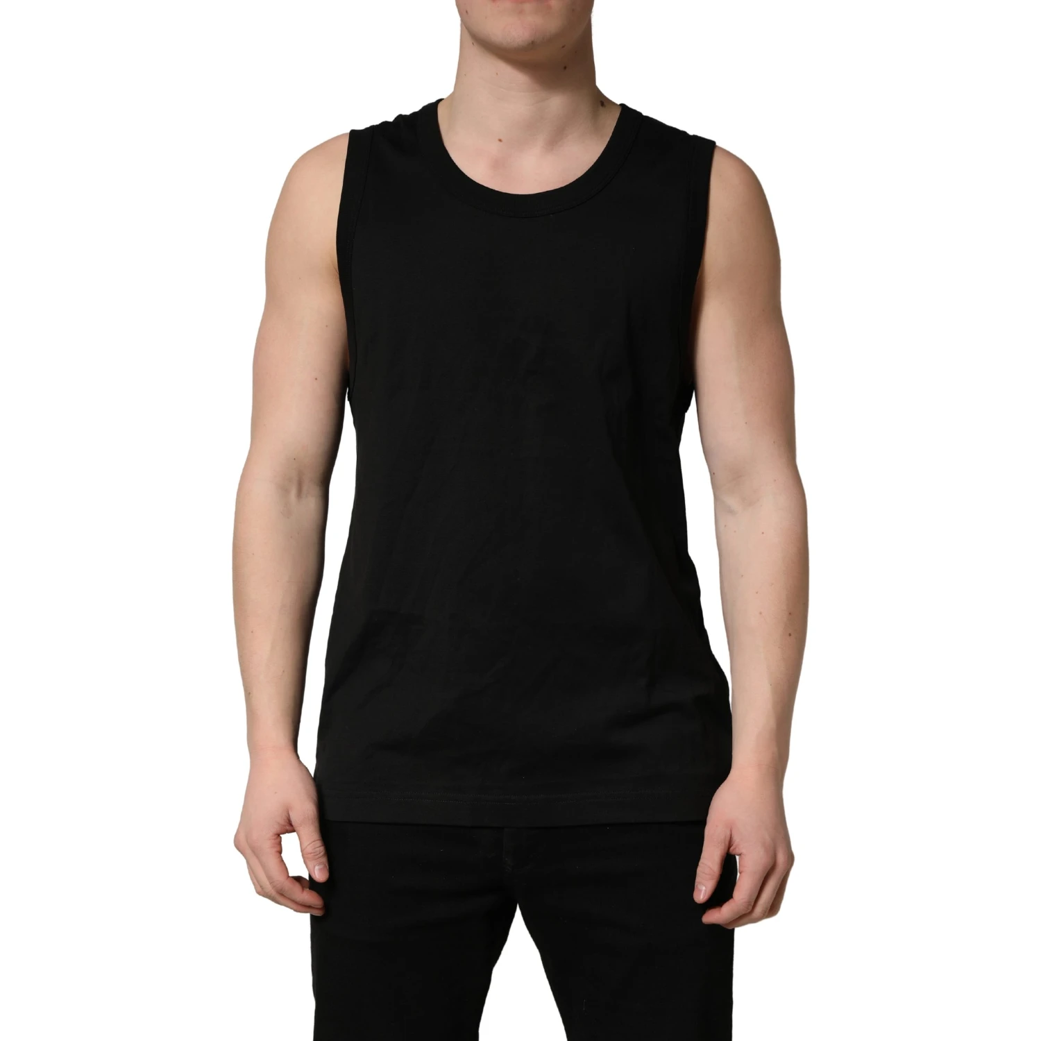 Black Cotton Sleeveless Men Tank Top T-shirt