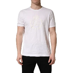 White Cotton DG Crown Embossed Men T-shirt