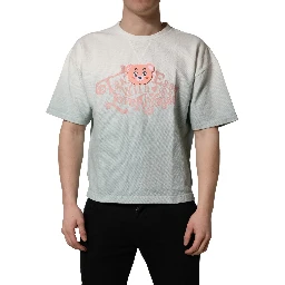 Green Tie-Dye Graphic Print Cotton Crewneck  T-shirt