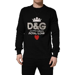 Black Embellished Cotton Sweatshirt Sweater