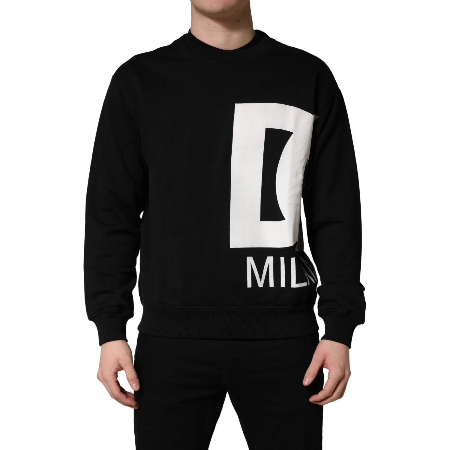 Black Logo Milano Cotton Sweatshirt Sweater