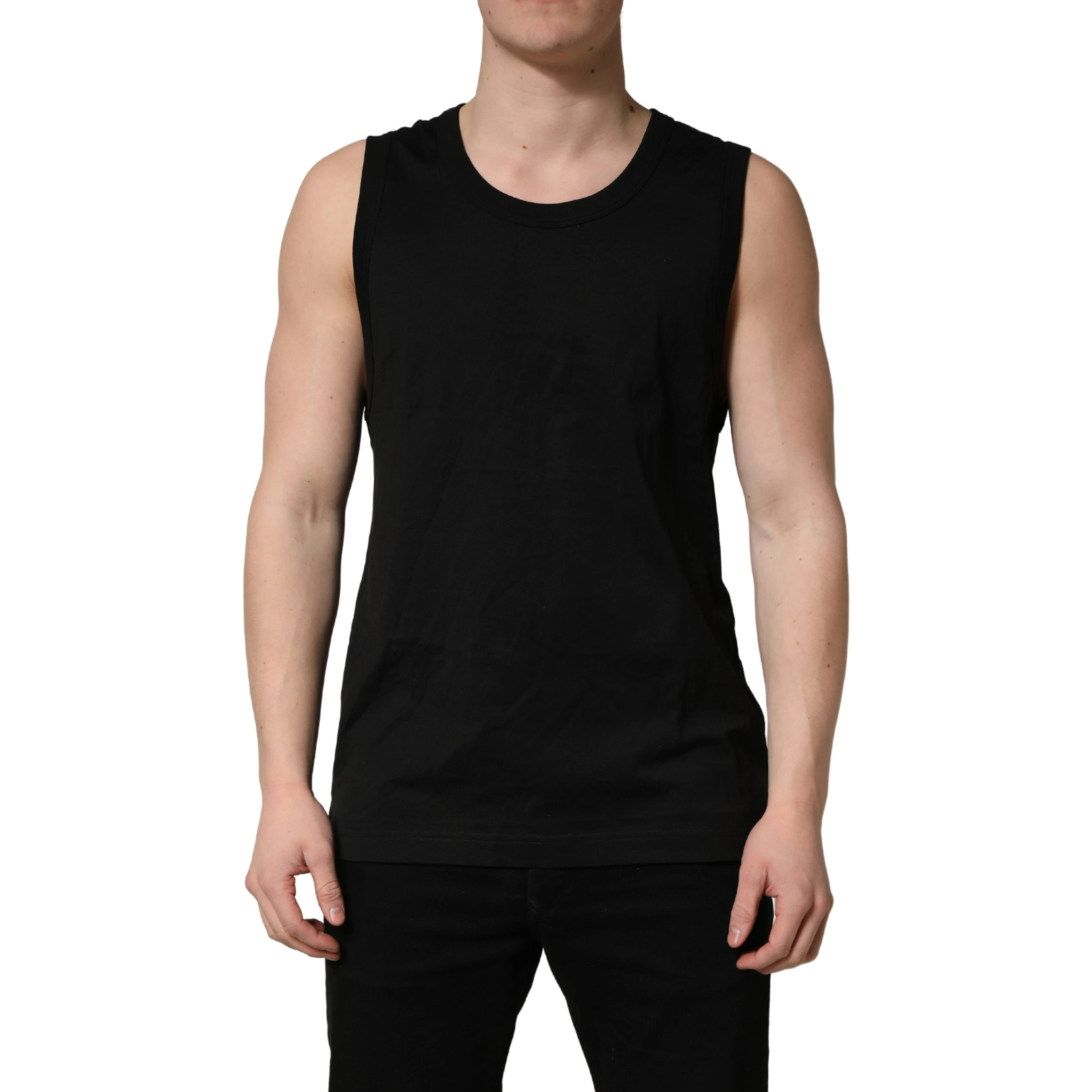 Black Cotton Sleeveless Men Tank Top T-shirt