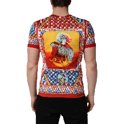 Multicolor Carretto Print Crew Neck T-shirt