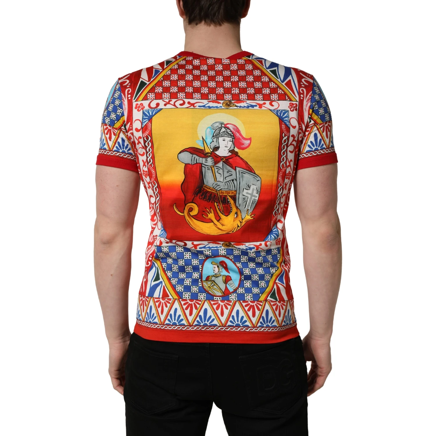 Multicolor Carretto Print Crew Neck T-shirt