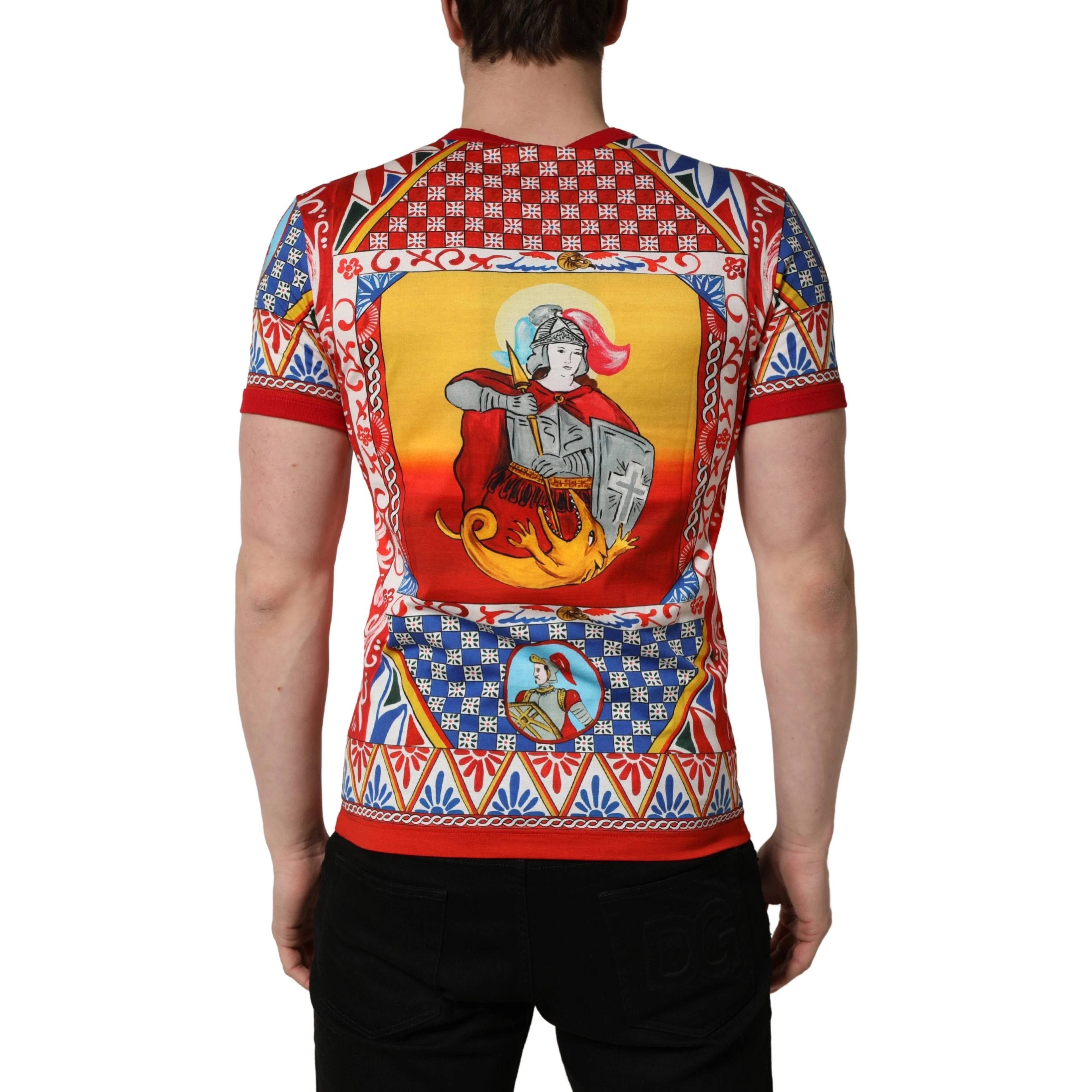 Multicolor Carretto Print Crew Neck T-shirt