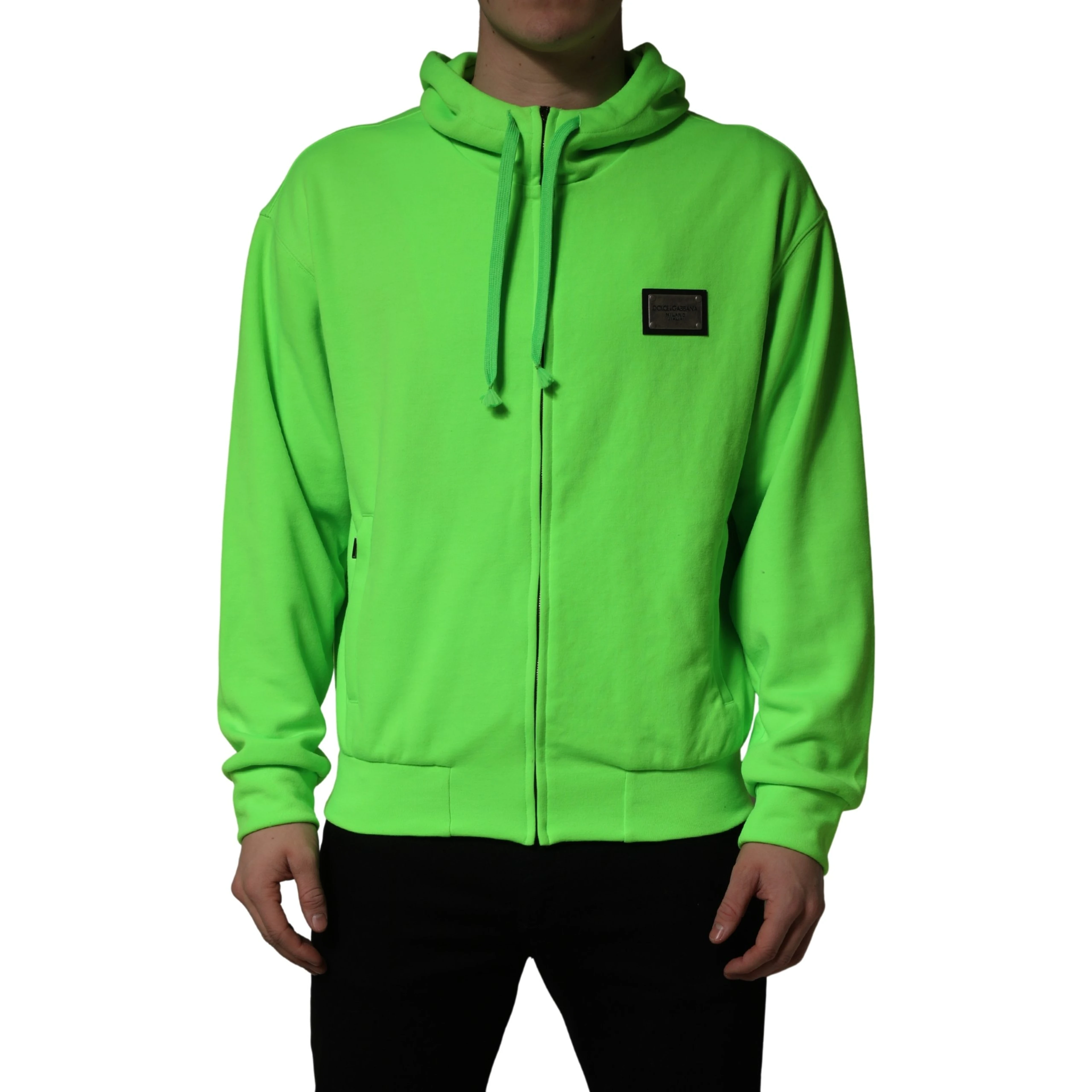 Green FullZip Fleece HoodedSweatshirt Sweater
