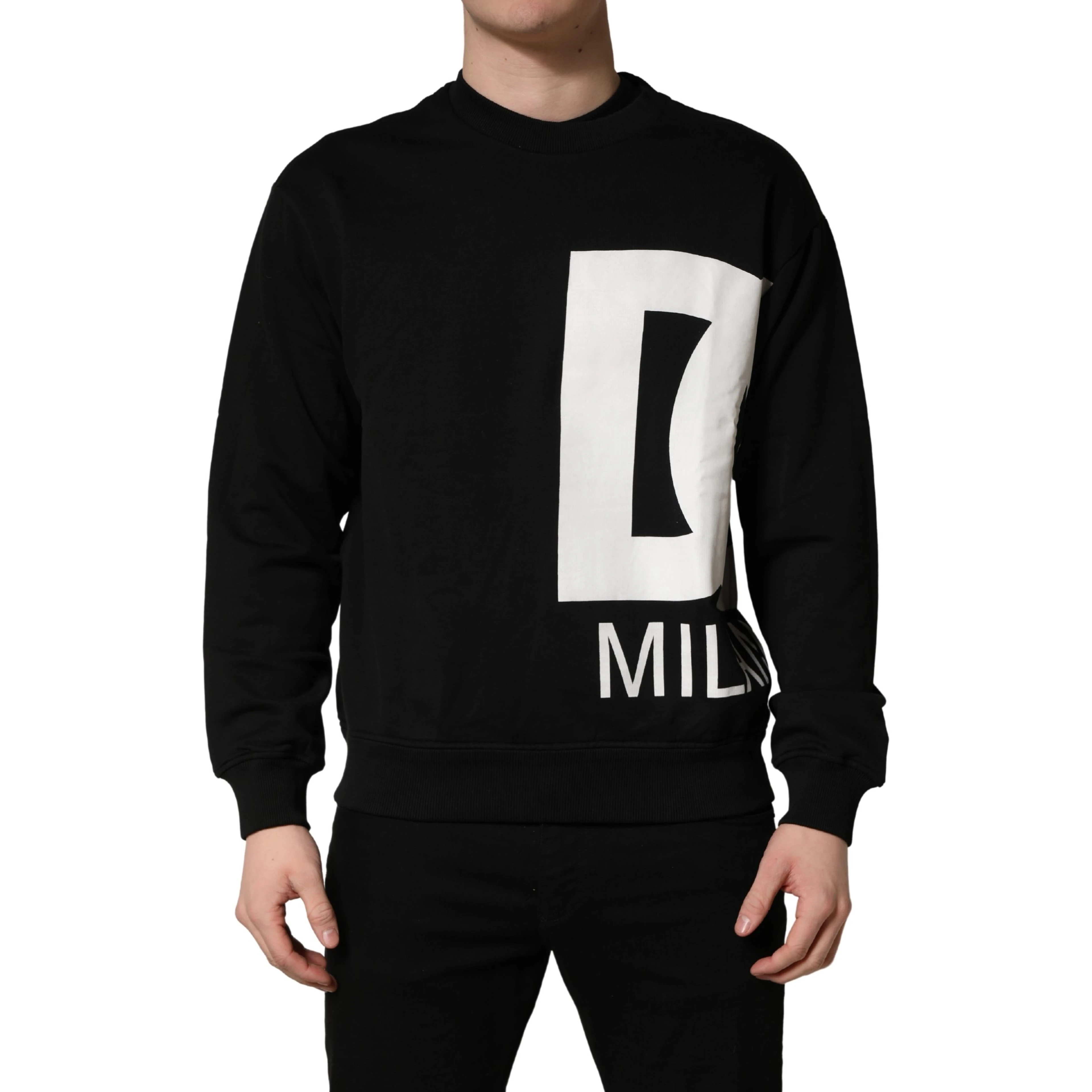 Black Logo Milano Cotton Sweatshirt Sweater