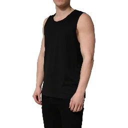 Black Cotton Sleeveless Men Tank Top T-shirt