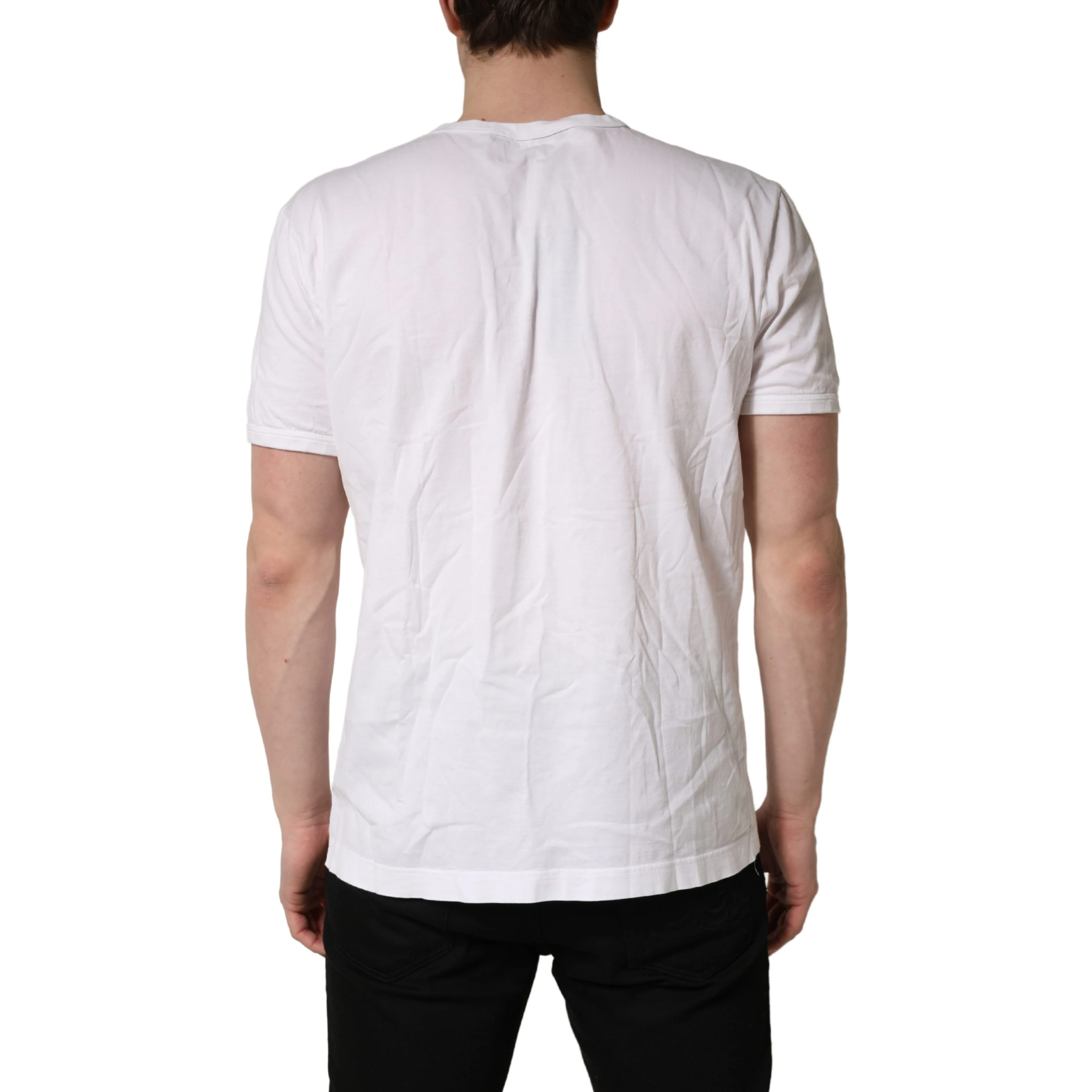 White Cotton DG Crown Embossed Men T-shirt