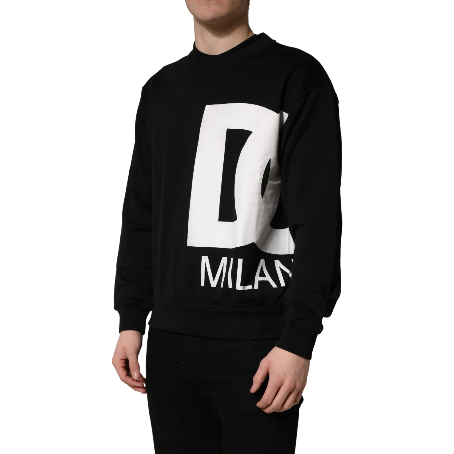 Black Logo Milano Cotton Sweatshirt Sweater