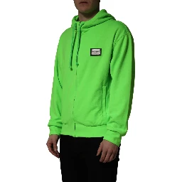 Green FullZip Fleece HoodedSweatshirt Sweater