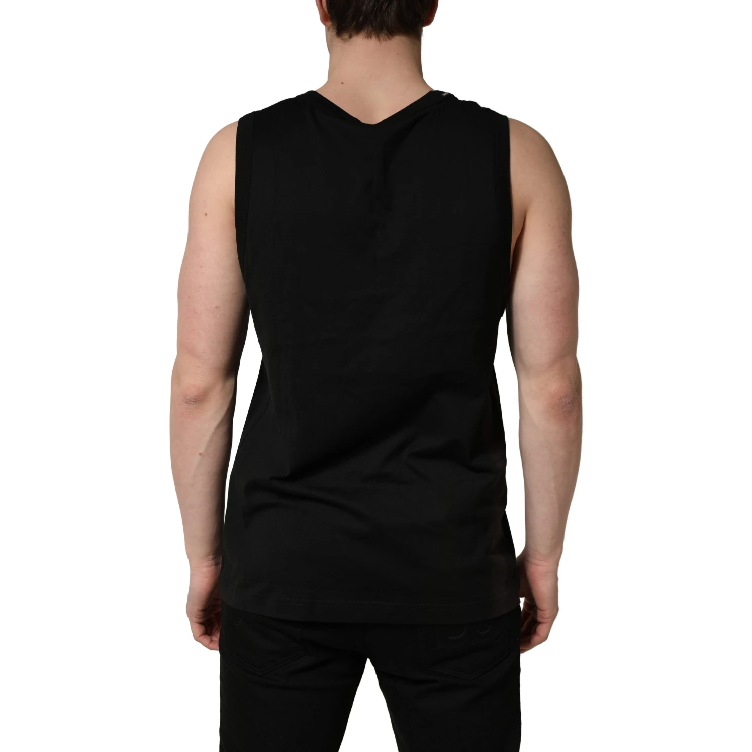 Black Cotton Sleeveless Men Tank Top T-shirt