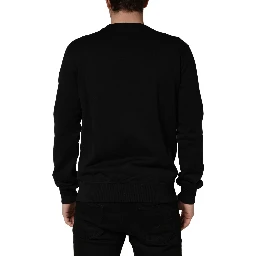 Black Embellished Cotton Sweatshirt Sweater