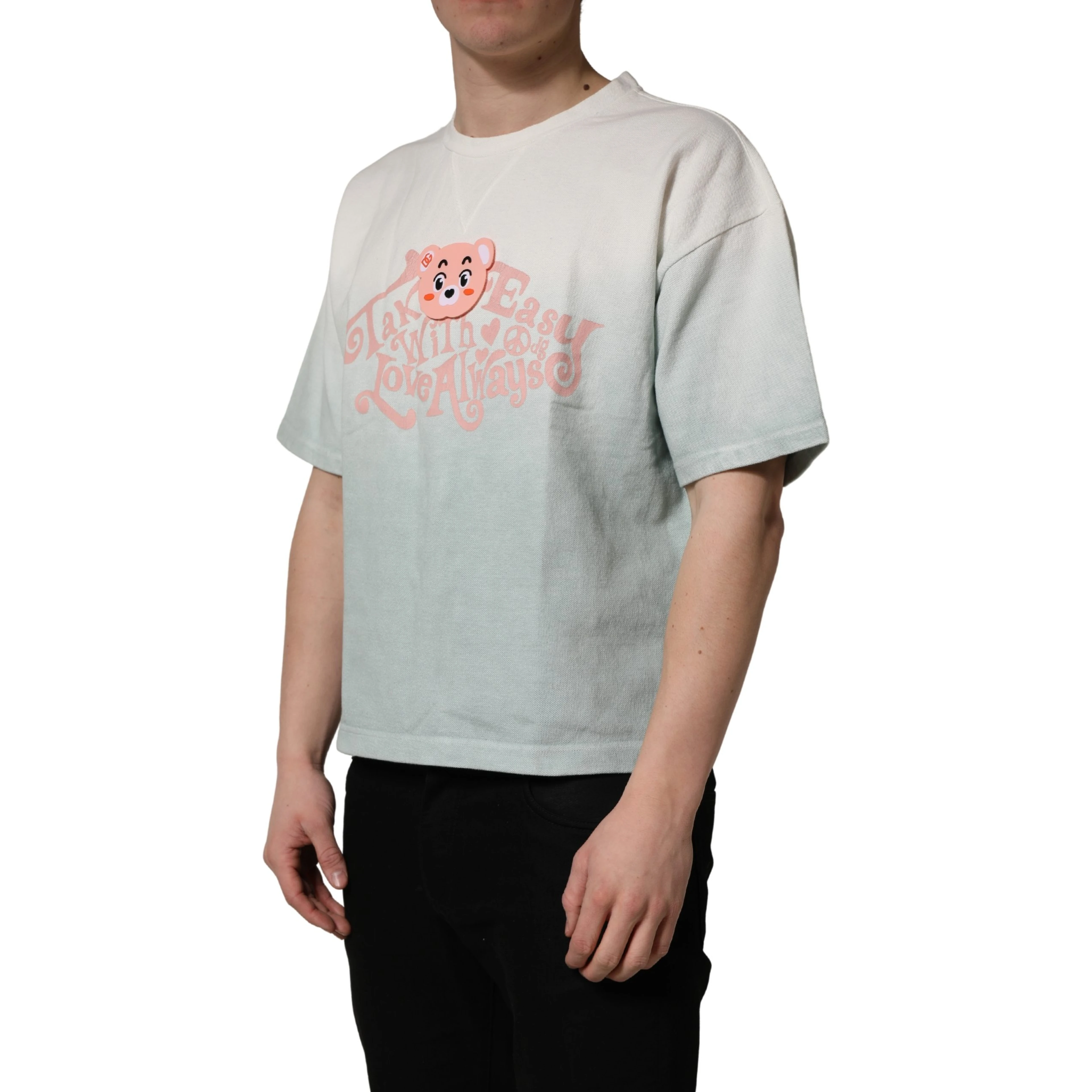 Green Tie-Dye Graphic Print Cotton Crewneck  T-shirt