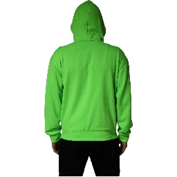 Green FullZip Fleece HoodedSweatshirt Sweater