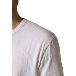 White Cotton DG Crown Embossed Men T-shirt