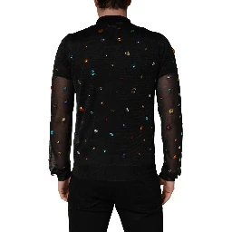 Black Crystal Embellished TurtleNeck Sweater