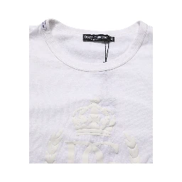 White Cotton DG Crown Embossed Men T-shirt