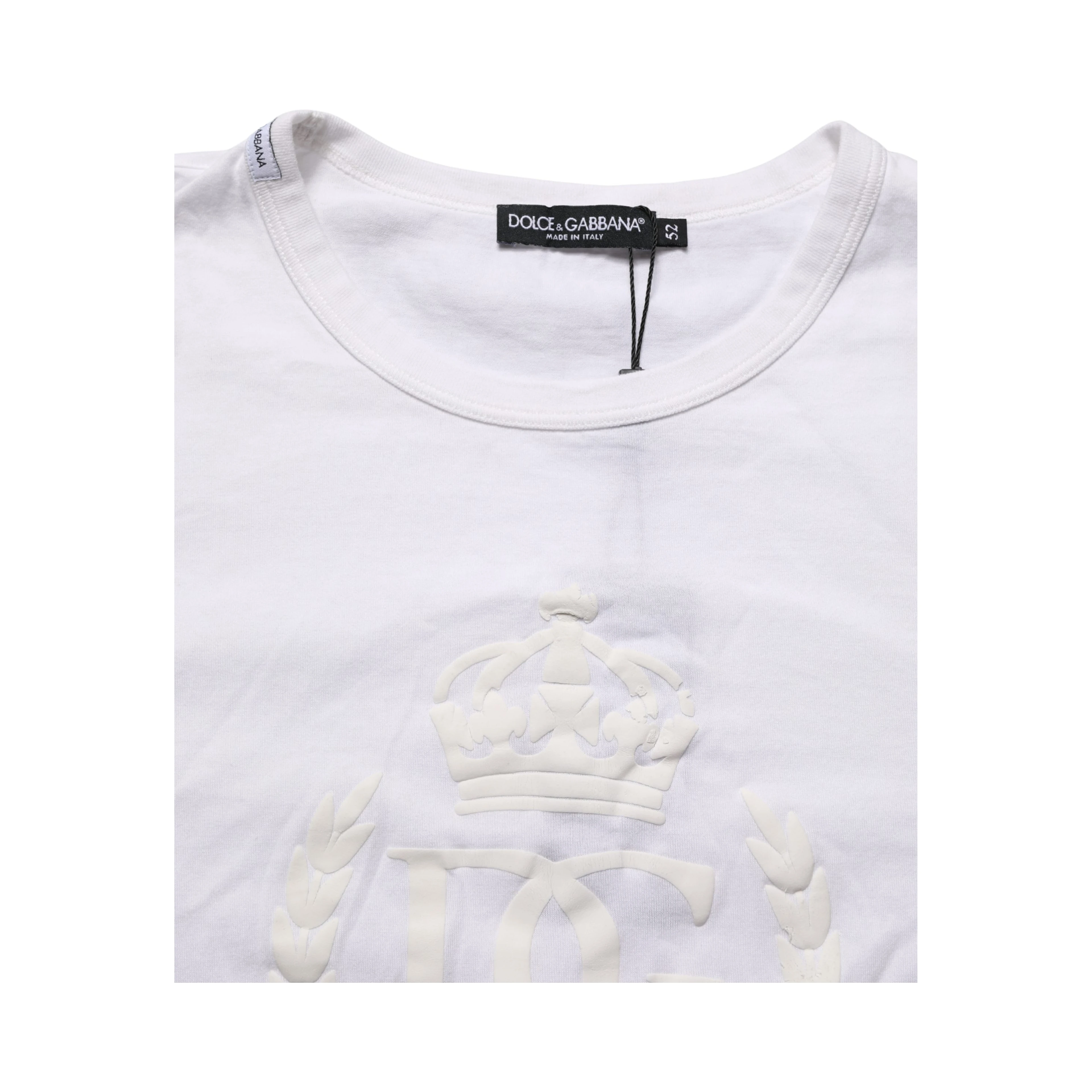 White Cotton DG Crown Embossed Men T-shirt