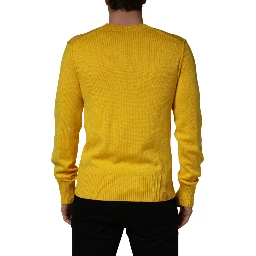 Wool Knitted V-Neck Pullover Yellow