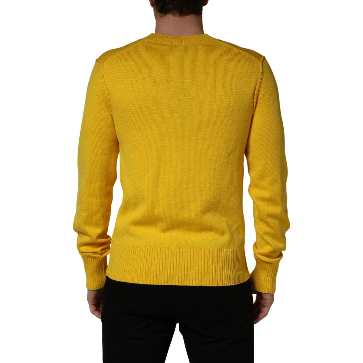 Wool Knitted V-Neck Pullover Yellow