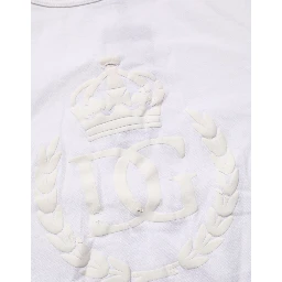 White Cotton DG Crown Embossed Men T-shirt